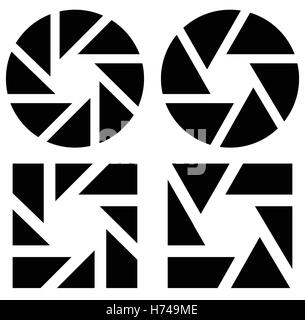 Aperture like symbol. Circular icon with lamellas Stock Vector