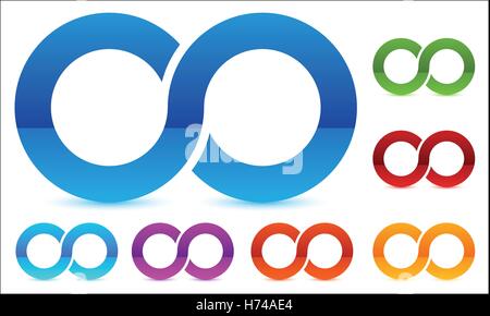 Infinity symbol in several color. Icon for continuity, loop, endless concepts. Stock Vector
