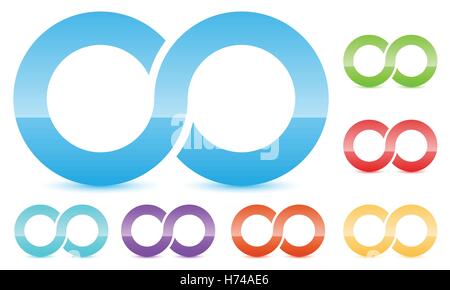 Infinity symbol in several color. Icon for continuity, loop, endless concepts. Stock Vector