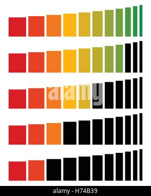 Progress, level indicators in sequence from low to high Stock Vector