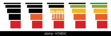 Progress, level indicators in sequence from low to high Stock Vector