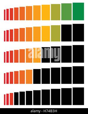Progress, level indicators in sequence from low to high Stock Vector