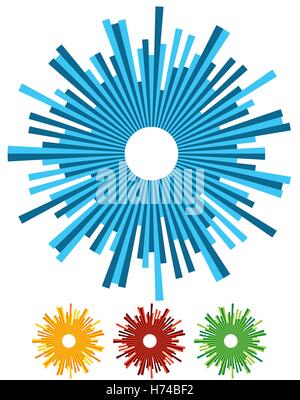 Illustration with rays, beams, radial - radiating lines. Abstract circular pattern Stock Vector