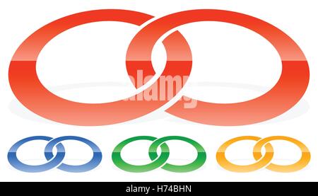 Interlocking circles, rings abstract icon. Connection concept icon Stock Vector