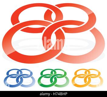 Interlocking circles, rings abstract icon. Connection concept icon Stock Vector