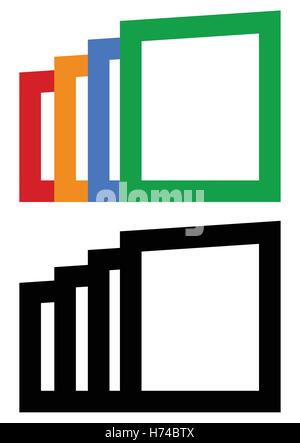 Sheets, stack logo or icon. Colored and black and white version. Stock Vector