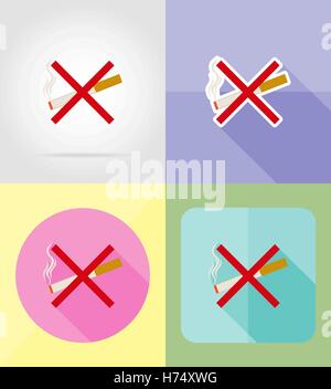 cigarette symbol service flat icons vector illustration isolated on background Stock Vector