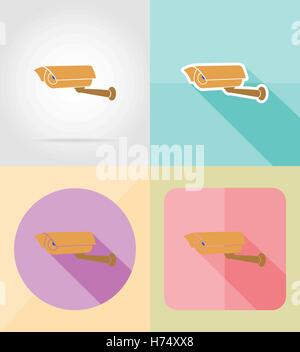 video surveillance camera for design flat icons vector illustration isolated on background Stock Vector