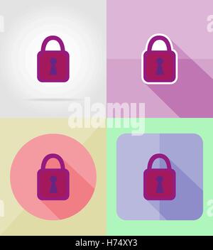 lock for design flat icons vector illustration isolated on background Stock Vector