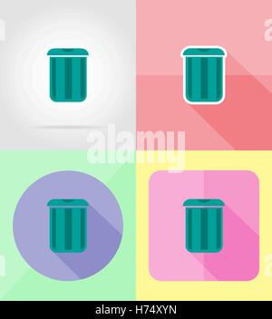 trash can for design flat icons vector illustration isolated on background Stock Vector