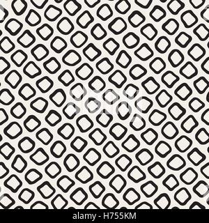Vector Seamless Black and White Hand Drawn Circles Pattern Stock Vector