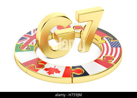 G7 puzzle concept, 3D rendering isolated on white background Stock Photo