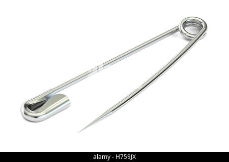 safety pin, opened. 3D rendering isolated on white background Stock Photo