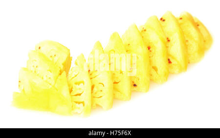 slices of peeled pineapple isolated on white background Stock Photo