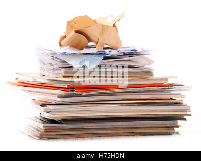 Stack of recycling paper isolated on white Stock Photo