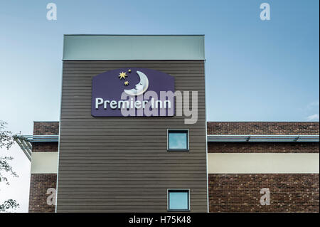 exterior of the Premier Inn Hotel at Hayling Island, Hampshire UK Stock Photo