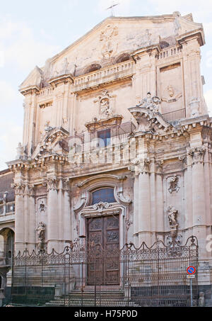 The Church dedicated to St Benedict of Nursia is one of the most beautiful Baroque landmarks in Catania, Sicily, Italy. Stock Photo