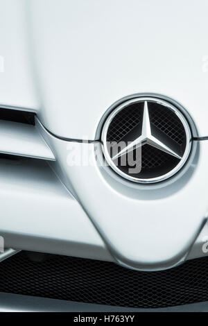 Mercedes Benz badge bonnet and grille abstract Stock Photo