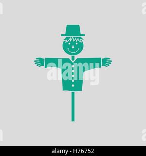 Scarecrow icon. Gray background with green. Vector illustration. Stock Vector