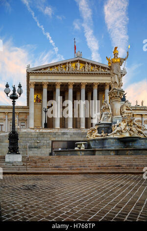 Parliament and Pallas Athene Fountain, Vienna, Austria Stock Photo