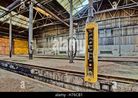 Abandoned railroad workshop, urban exploration, hdr Stock Photo