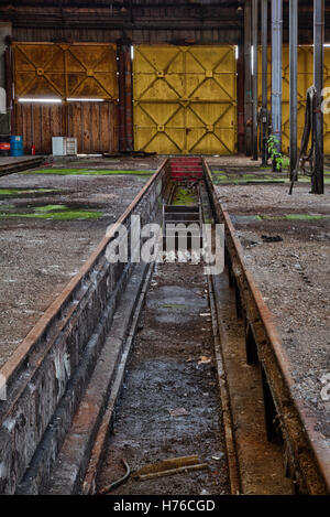 Abandoned railroad workshop, urban exploration, hdr Stock Photo