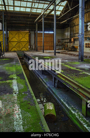 Abandoned railroad workshop, urban exploration, hdr Stock Photo