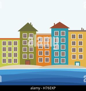 Beach Houses For rent / Sale. Real Estate Concept Stock Vector