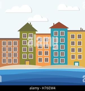 Beach Houses For rent / Sale. Real Estate Concept Stock Vector
