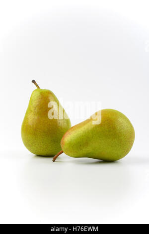 two ripe pears on white background Stock Photo