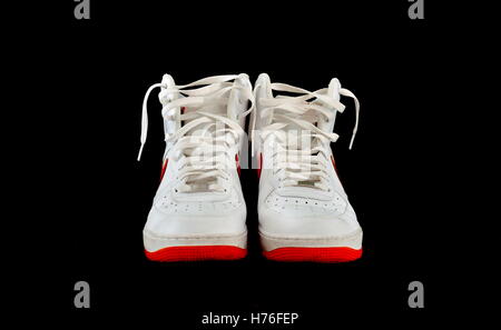 white leather basketball shoes