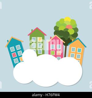 Colorful Houses For Sale / Rent. Real Estate Concept Stock Vector