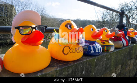 Sponsored plastic ducks Stock Photo