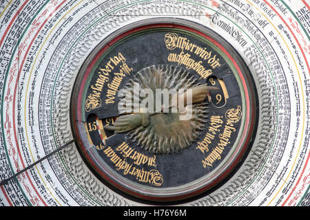 Historic astronomical clock in St Mary's Church in Rostock Germany Stock Photo