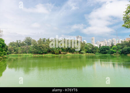 The lake in the Aclimacao Park. It was the first zoo in Sao Paulo and founded by Carlos Botelho, Brazil. Stock Photo