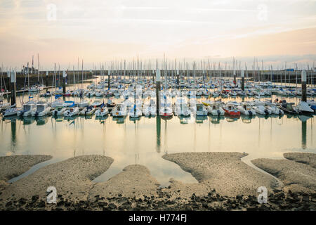 LE HAVRE, FRANCE - SEPTEMBER 16, 2012: Sunset view of the marina, in Le Havre, Normandy, France Stock Photo