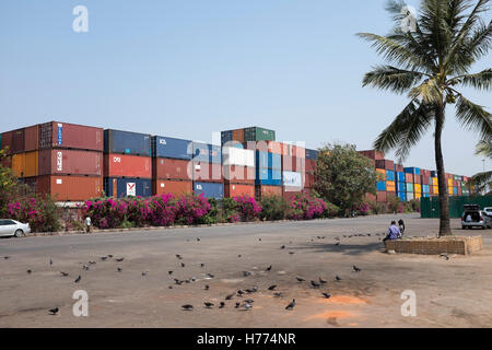 Shipping Containers in the docks at Yangon Myanmar Stock Photo