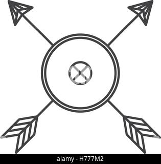 silhouette arrowhead in shape circle with arrows inside vector ...