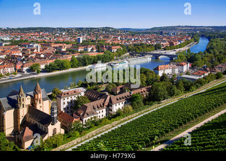 Wurzburg and River Main, Franconia, Bavaria, Germany Stock Photo