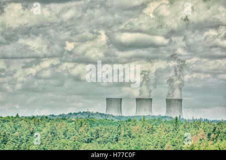 Cooling towers of Nuclear Power Station, Temelin, Czech Republic Stock Photo