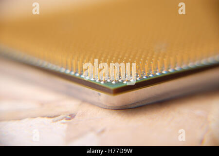 Macro shot of damaged central processing unit CPU Stock Photo
