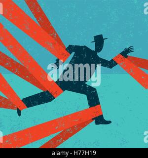 Caught in Red Tape A man caught in red tape. The man & tape and the background are on separate labeled layers. Stock Vector