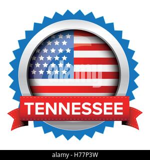 Tennessee and USA flag badge vector Stock Vector