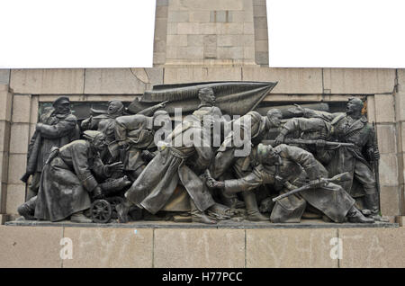 Monument to the Soviet Army. Sofia, Bulgaria. Secondary sculptural composition. Stock Photo