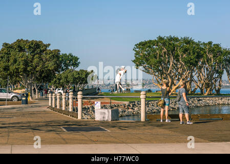 Unconditional Surrender statue, Tuna Harbor Park. San Diego, California, USA. Stock Photo