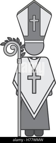 priest or reverend man with christian catholic religious icons over white background. vector illustration Stock Vector