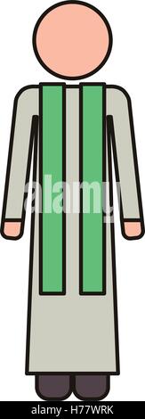 priest or reverend man with christian catholic religious icons over white background. vector illustration Stock Vector