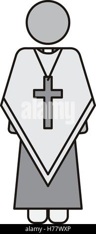 priest or reverend man with christian catholic religious icons over white background. vector illustration Stock Vector