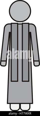 priest or reverend man with christian catholic religious icons over white background. vector illustration Stock Vector