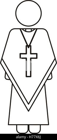 priest or reverend man with christian catholic religious icons over white background. vector illustration Stock Vector